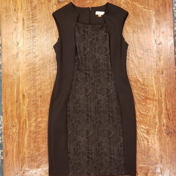 Calvin Klein Dresses & Skirts - Calvin Klein - Sleeveless Dress - Black Snakeskin Front - Size 12